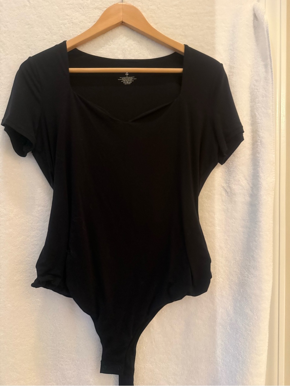 Huga Black Short Sleeve Scoop-Neck Bodysuit